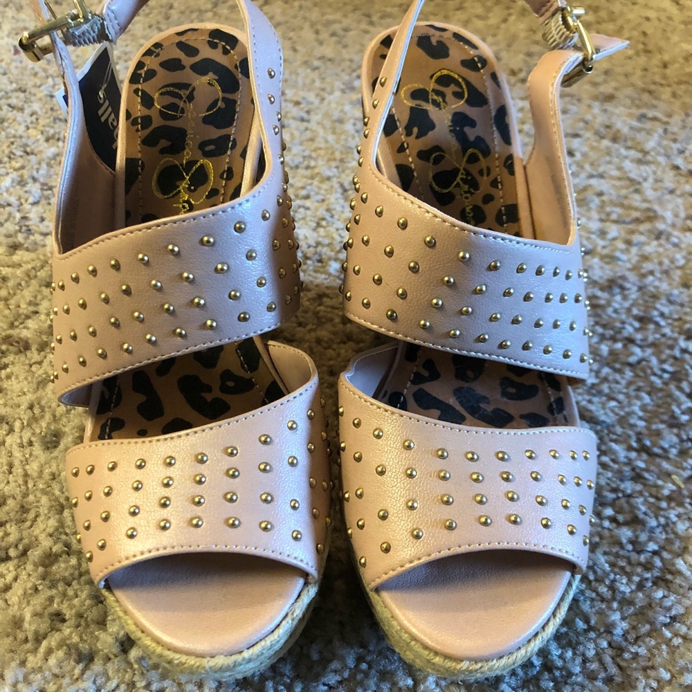 Jessica Simpson Pink and Black Wedges - Picture 2 of 6